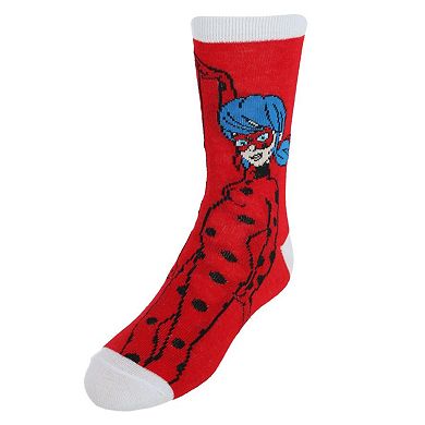 Textiel Trade Kid's Disney Miraculous Ladybug and Cat Noir Crew Socks (4 Pack)
