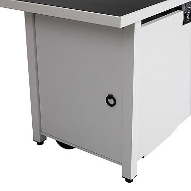 LSI Steel Outdoor Fire Pit Table with Lid