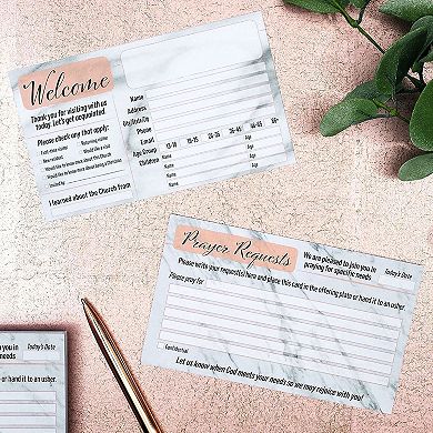 100x Marble Design Prayer Request And Church Visitor Card Set Double-sided, 3x5"