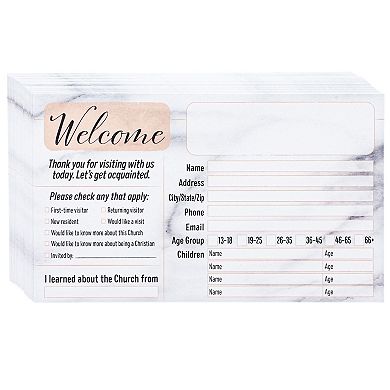 100x Marble Design Prayer Request And Church Visitor Card Set Double-sided, 3x5"