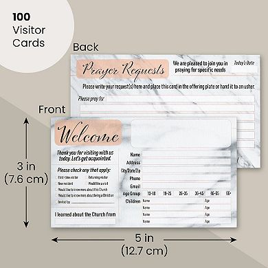 100x Marble Design Prayer Request And Church Visitor Card Set Double-sided, 3x5"