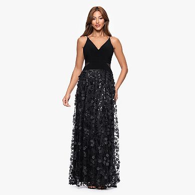 Women's X Evenings 3D Embroidered V-Neck Maxi Dress