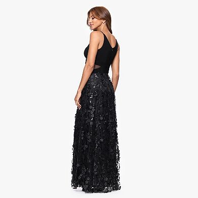 Women's X Evenings 3D Embroidered V-Neck Maxi Dress