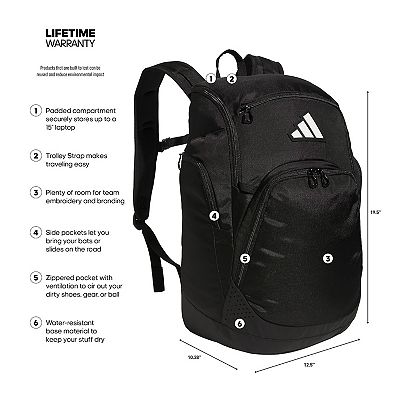 adidas estadio ii team small backpack Navy this backpack features a ventilated FreshPAK soccer cleat compartment Adidas Stadium II Backpack |