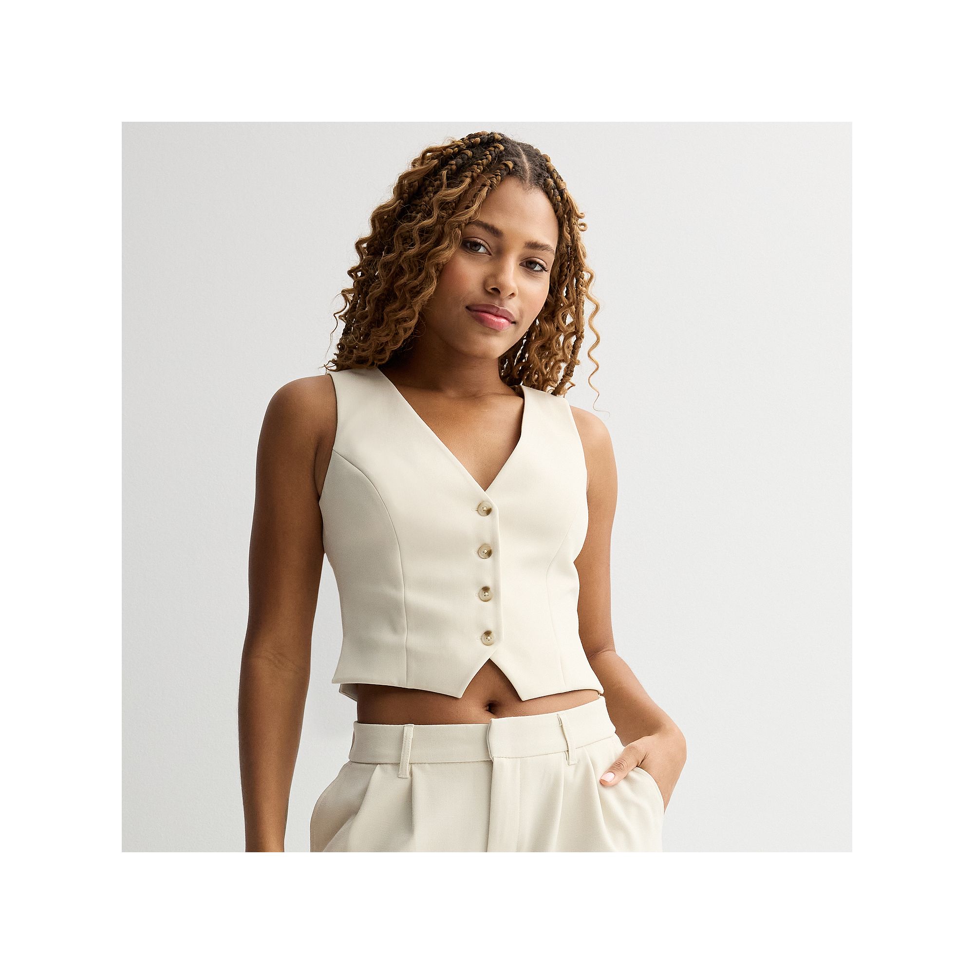 Juniors SO® Boxy Sleeveless Vest, Girls, Size: XS, Ivory