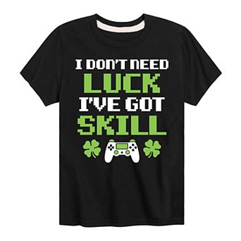 Boys 8-20 I Don't Need Luck Video Games Graphic Tee