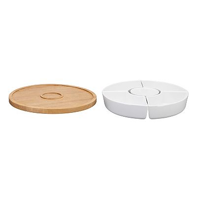 Mingle & Co. Lazy Susan with Divided Dishes