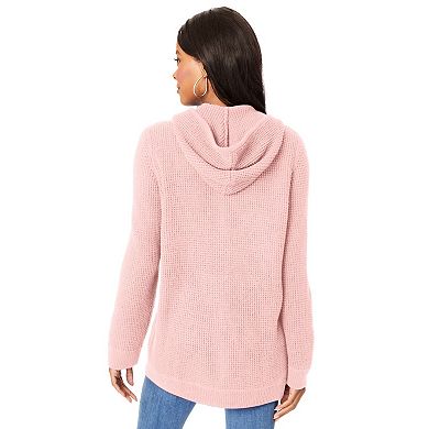 Roaman's Women's Plus Size Classic Length Waffle Zip Hoodie