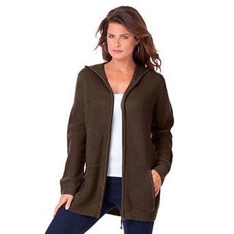 Roaman's Women's Plus Size Plus Size Waffle Knit Zip Hoodie