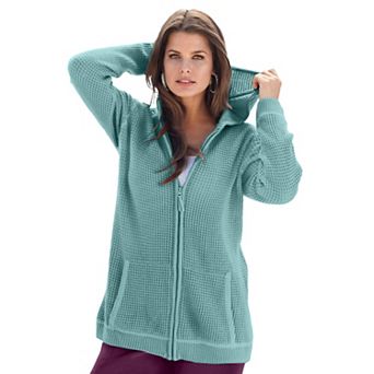 Roaman's Women's Plus Size Plus Size Waffle Knit Zip Hoodie