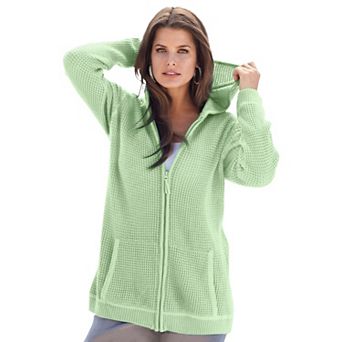 Roaman's Women's Plus Size Waffle Knit Zip Hoodie