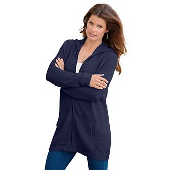 Roaman's Women's Plus Size Plus Size Waffle Knit Zip Hoodie