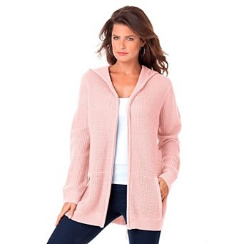 Roaman's Women's Plus Size Classic Length Waffle Zip Hoodie