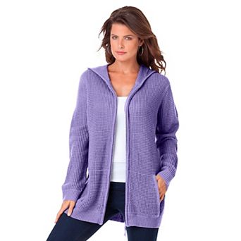 Roaman's Women's Plus Size Plus Size Waffle Knit Zip Hoodie