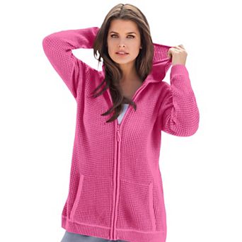Roaman's Women's Plus Size Waffle Knit Zip Hoodie