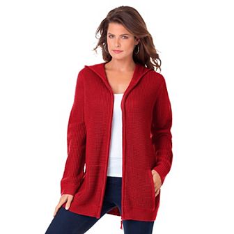 Roaman's Women's Plus Size Plus Size Waffle Knit Zip Hoodie