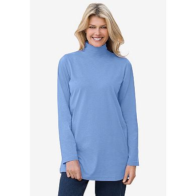 Woman Within Plus Size Mockneck Long-Sleeve Tunic