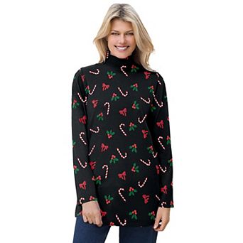 Woman Within Plus Size Mockneck Long-Sleeve Tunic