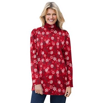 Woman Within Plus Size Mockneck Long-Sleeve Tunic