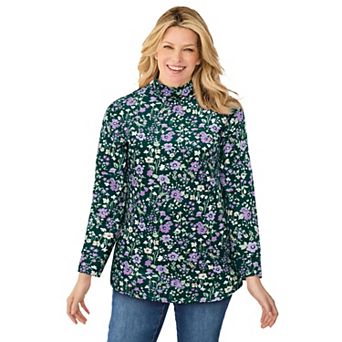 Woman Within Plus Size Mockneck Long-Sleeve Tunic