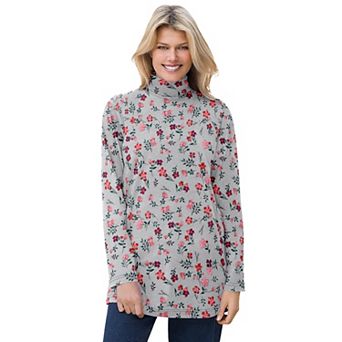 Woman Within Plus Size Mockneck Long-Sleeve Tunic