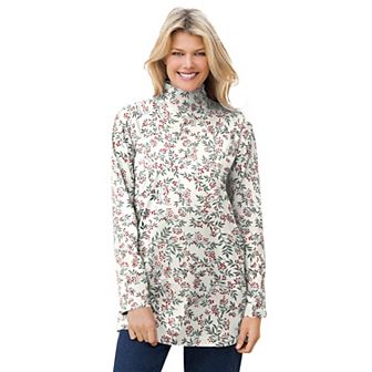 Woman Within Plus Size Mockneck Long-Sleeve Tunic