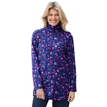 Woman Within Plus Size Mockneck Long-Sleeve Tunic
