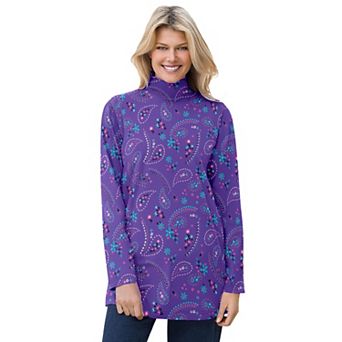 Woman Within Plus Size Mockneck Long-Sleeve Tunic