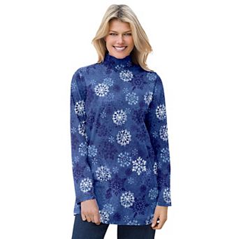Woman Within Plus Size Mockneck Long-Sleeve Tunic
