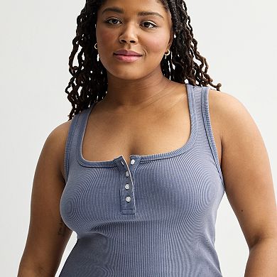 Juniors' Plus Size SO® Rib Knit Henley Dress