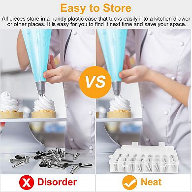 24-Piece Cake Decorating Kit Stainless Steel Icing Tips with Bags & Case