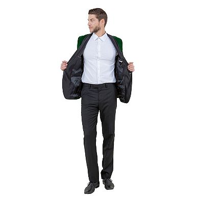 Men's Deluxe Velvet Slim-Fit Christmas Dinner Jacket Blazer w/ Satin Shawl Collar