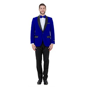 Men's Deluxe Velvet Slim-Fit Christmas Dinner Jacket Blazer w/ Satin Shawl Collar