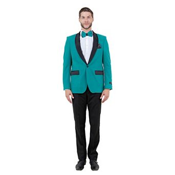 Men's Deluxe Velvet Slim-Fit Christmas Dinner Jacket Blazer w/ Satin Shawl Collar