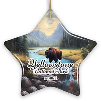 Artistic Yellowstone National Park Christmas Ornament, Gift for Nature Lovers, Star Version