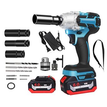 3-in-1 Cordless Impact Wrench, Drill & Screwdriver with Brushless Motor & 2 Batteries