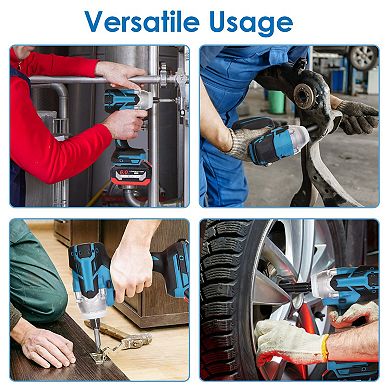 3-in-1 Cordless Impact Wrench, Drill & Screwdriver with Brushless Motor & 2 Batteries