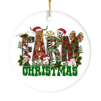 Enchanting Farm Christmas Ceramic Ornament with Horse, Pig, Goat, Cattle and Hog