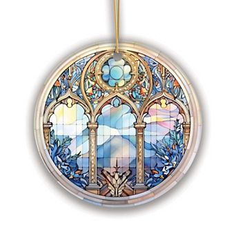 Suncatcher Window Stained Glass Style Ceramic Ornament, Christmas Gift and Decor