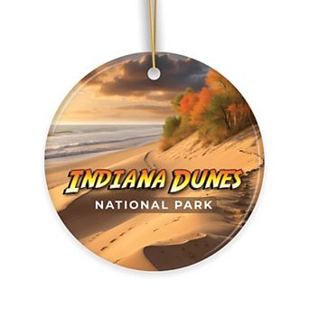 Indiana Dunes National Park Retro Style Ornament, Indiana USA Tourist Attraction and Gift