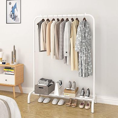 Clothes Rack Stand, Freestanding Garment Organizer with Bottom Shelf, 33lbs Capacity