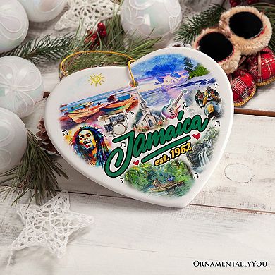 Culturally Vibrant Jamaica Ceramic Art Ornament, Artistic Caribbean Souvenir and Christmas Decor