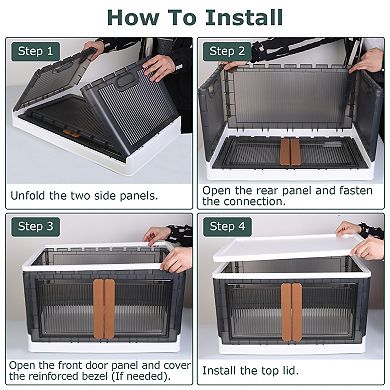 2 Pack 32L Foldable Storage Bins Collapsible Closet Organizer with Lids, Wheels & Lock Door