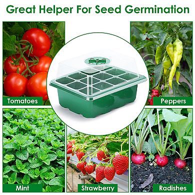 10Pcs Seed Starter Tray Kit 120 Cells with Humidity Dome, Labels & Garden Tools