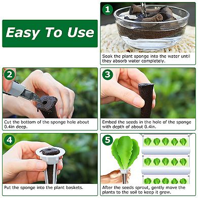 120-Piece Hydroponic Seed Pod Kit with Baskets, Lids, Sponges & Stickers