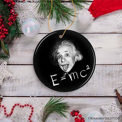 Physics Genius Albert Einstein Ceramic Ornament, Famous Equation E=mc² Keepsake and Decor