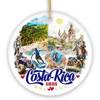 Marvelous Tropical Costa Rica Landmarks Ornament, Artistic Paradise Christmas Souvenir Version 1