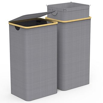 2 pc Collapsible Laundry Hamper with Lid Handle