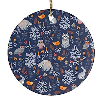 Autumn Forest Scandinavian Forest Ornament, Circle Version