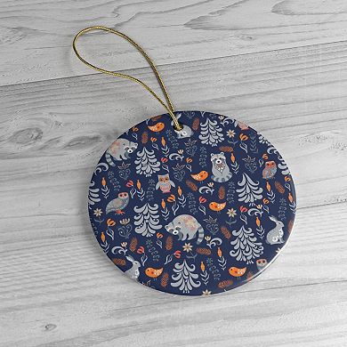 Autumn Forest Scandinavian Forest Ornament, Circle Version